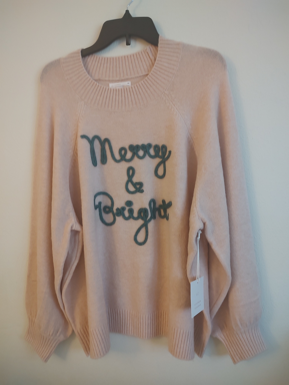 LC Lauren Conrad Pink 'Merry & Bright' Crewneck Sweater